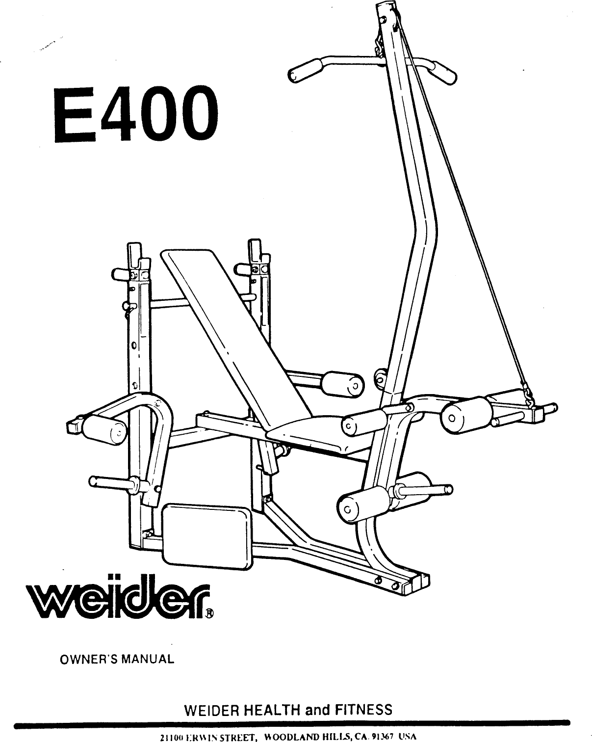 Page 1 of 9 - Weider Weider-Cobra-400-Home-Gym-E400-Users-Manual-  Weider-cobra-400-home-gym-e400-users-manual
