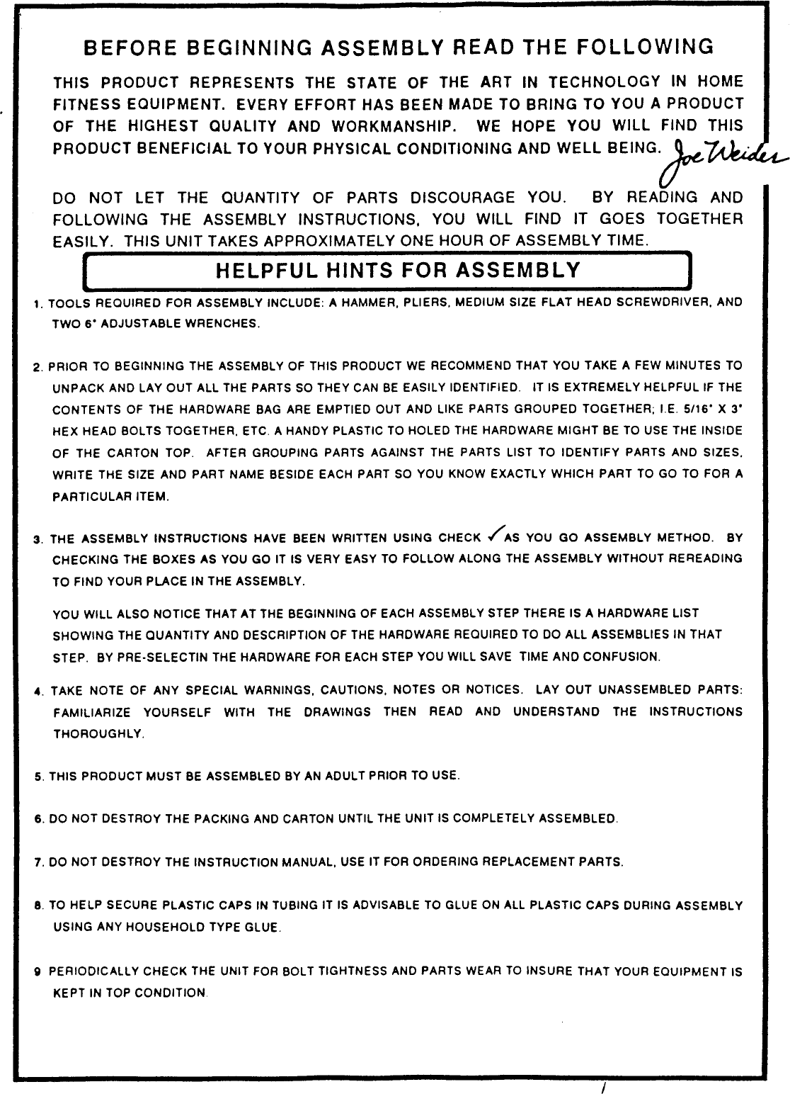 Page 4 of 9 - Weider Weider-Cobra-400-Home-Gym-E400-Users-Manual-  Weider-cobra-400-home-gym-e400-users-manual
