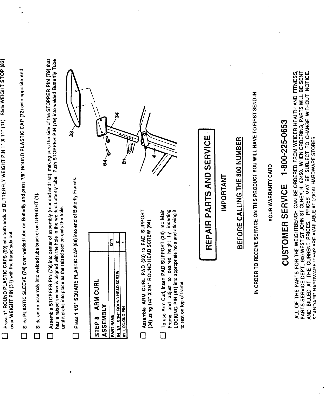 Page 9 of 9 - Weider Weider-Cobra-400-Home-Gym-E400-Users-Manual-  Weider-cobra-400-home-gym-e400-users-manual