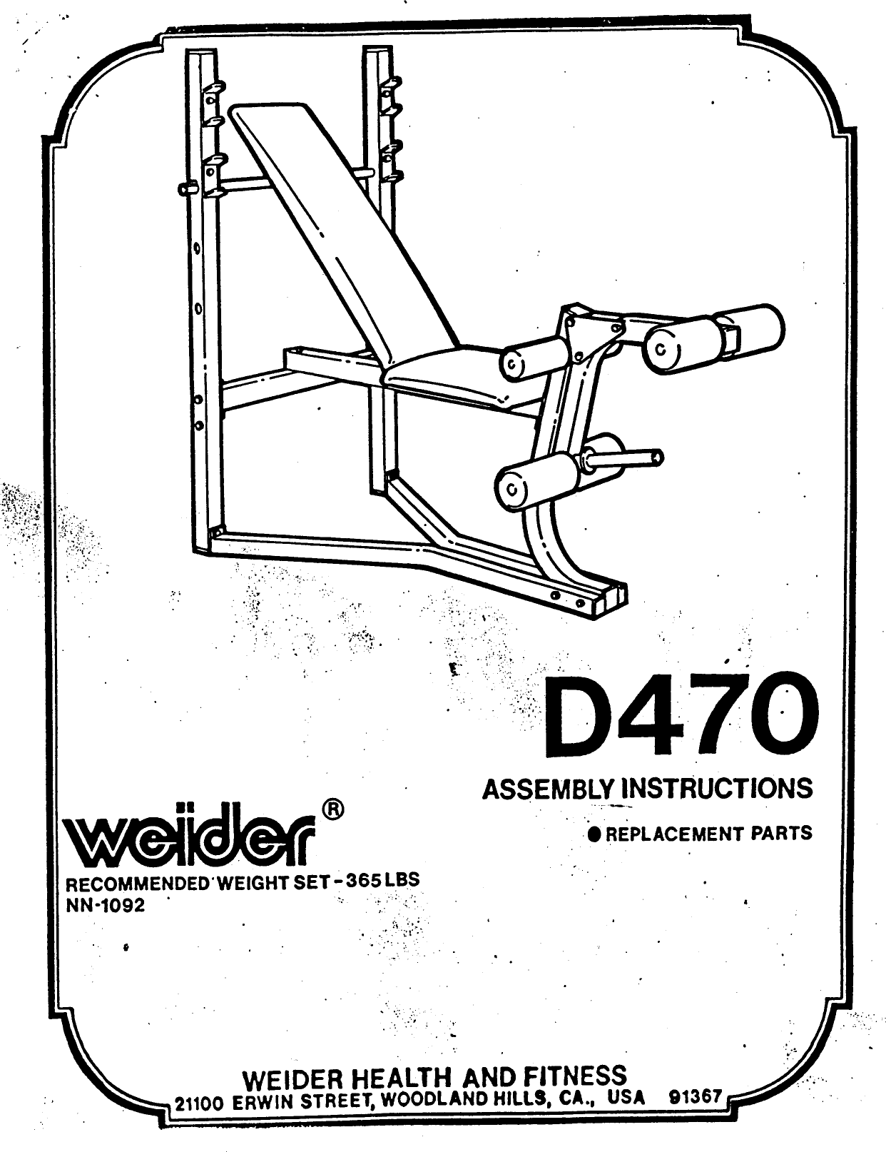 Page 1 of 5 - Weider Weider-D4700-Owner-S-Manual