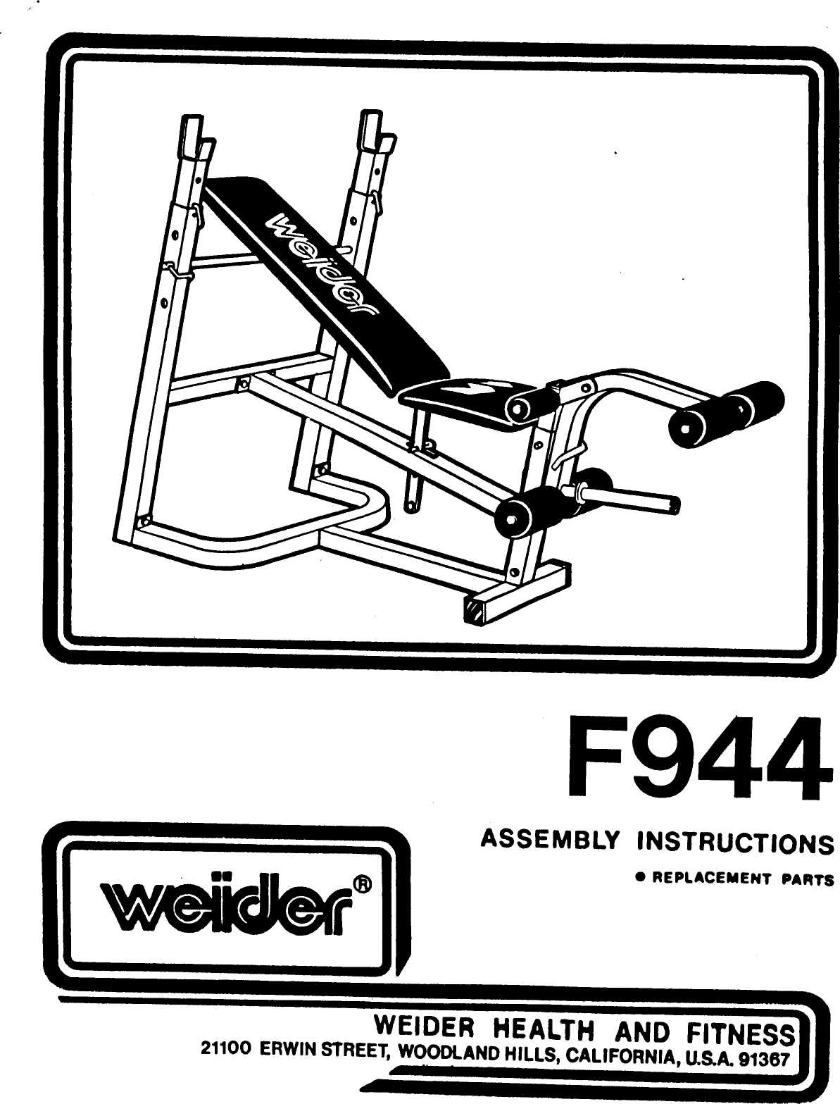 Page 1 of 7 - Weider Weider-F9440-Owner-S-Manual