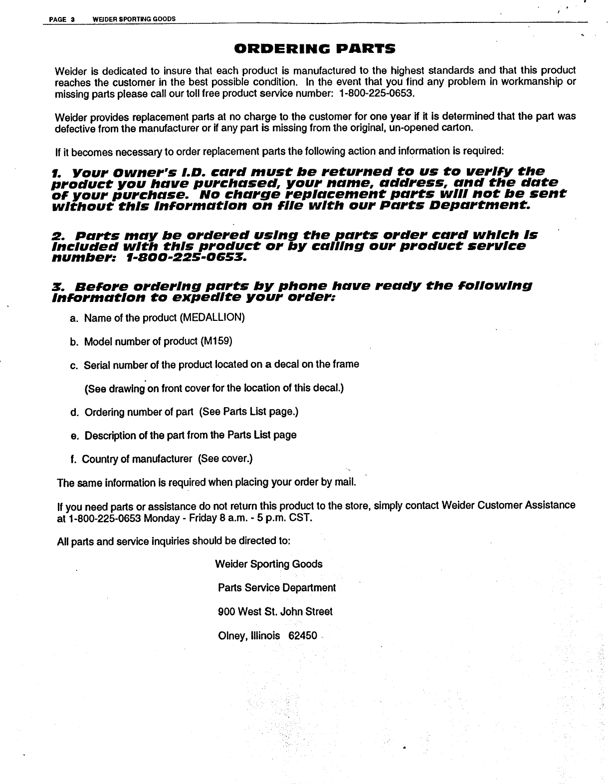 Page 4 of 8 - Weider Weider-Medallion-12-In-1-Bench-M159-Users-Manual-  Weider-medallion-12-in-1-bench-m159-users-manual