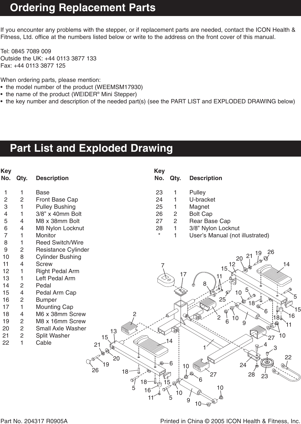 Page 4 of 4 - Weider Weider-Mini-Stepper-Weemsm1793-Users-Manual- *WEEMSM1793O-204317(UK)  Weider-mini-stepper-weemsm1793-users-manual