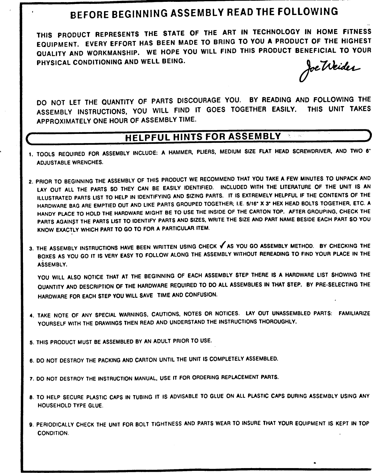 Page 2 of 8 - Weider Weider-Muscle-131-Bench-E131B-Users-Manual- Weider-muscle-131-bench-e131b-users-manual