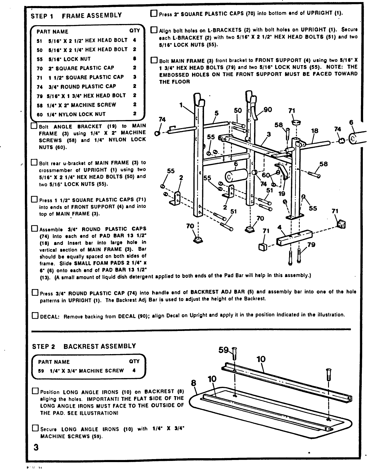 Page 3 of 8 - Weider Weider-Muscle-131-Bench-E131B-Users-Manual- Weider-muscle-131-bench-e131b-users-manual