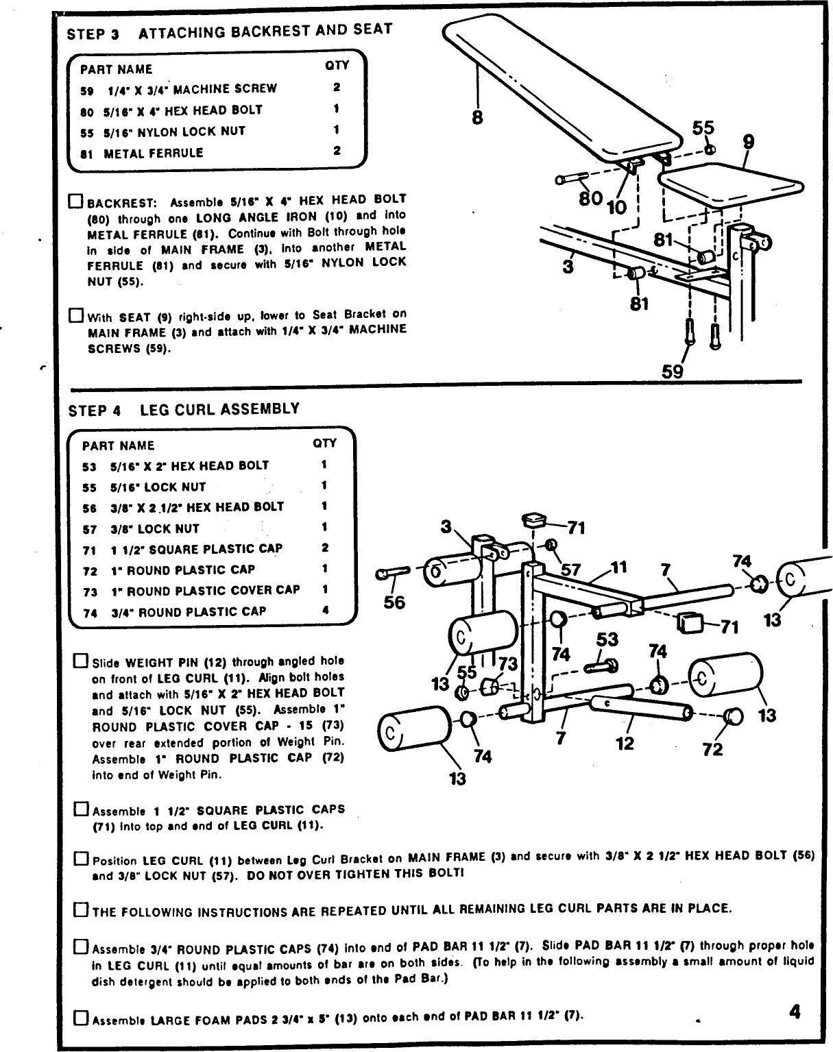 Page 4 of 8 - Weider Weider-Muscle-131-Bench-E131B-Users-Manual- Weider-muscle-131-bench-e131b-users-manual