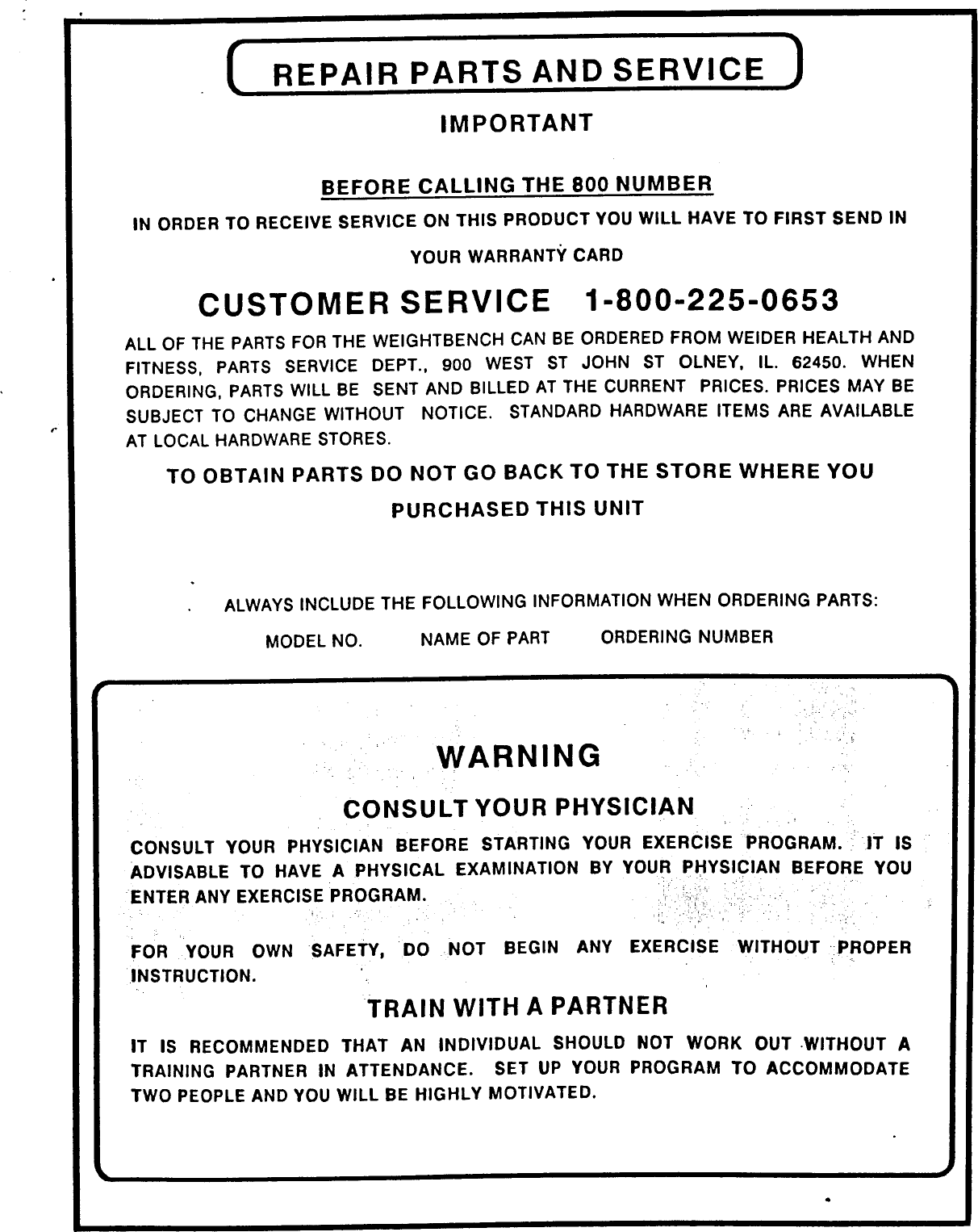 Page 6 of 8 - Weider Weider-Muscle-131-Bench-E131B-Users-Manual- Weider-muscle-131-bench-e131b-users-manual