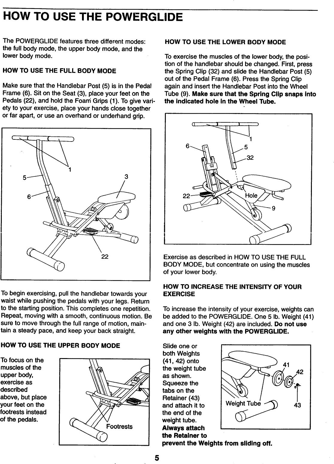 Weider Power Glide Wccr4406 Users Manual