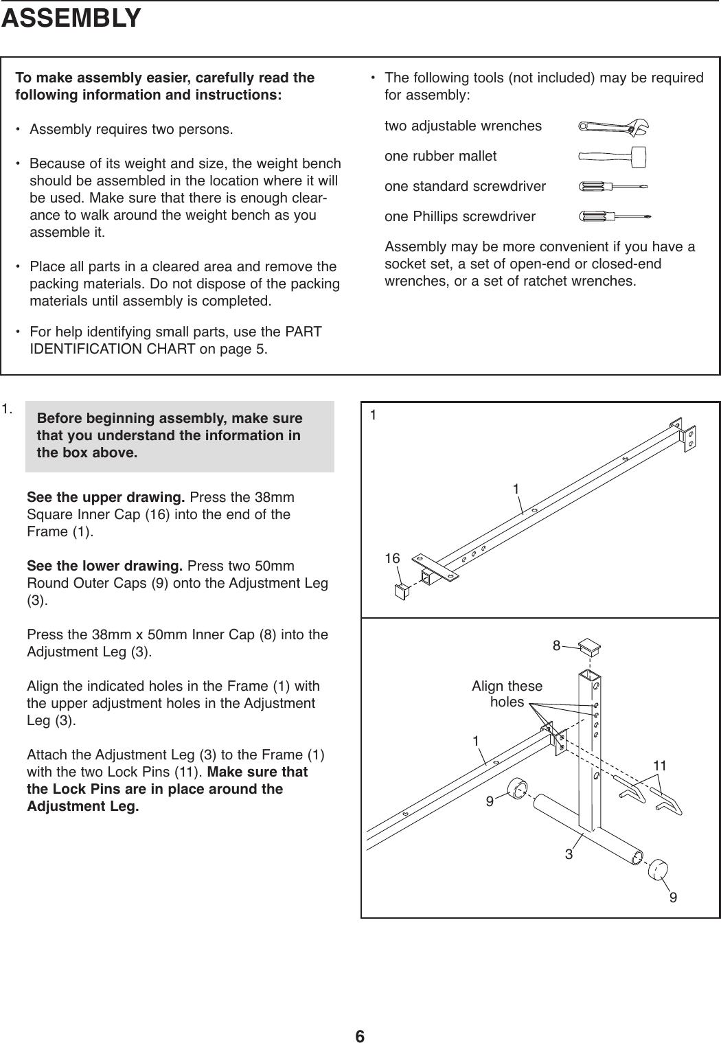 Page 6 of 12 - Weider Weider-Pro-120-Bench-Weevbe7023-Users-Manual- *WEEVBE70230-197220(UK)  Weider-pro-120-bench-weevbe7023-users-manual