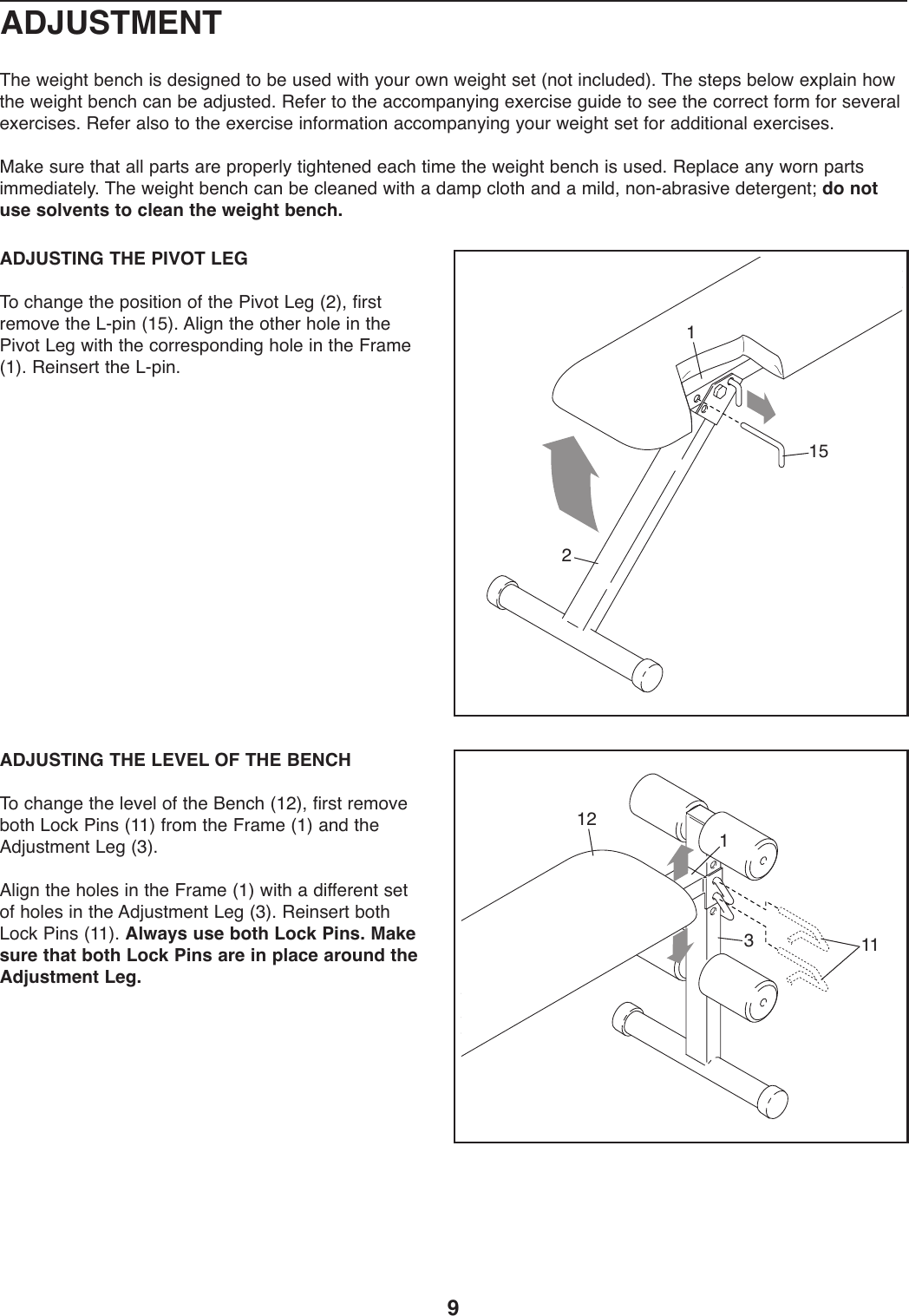 Page 9 of 12 - Weider Weider-Pro-120-Bench-Weevbe7023-Users-Manual- *WEEVBE70230-197220(UK)  Weider-pro-120-bench-weevbe7023-users-manual
