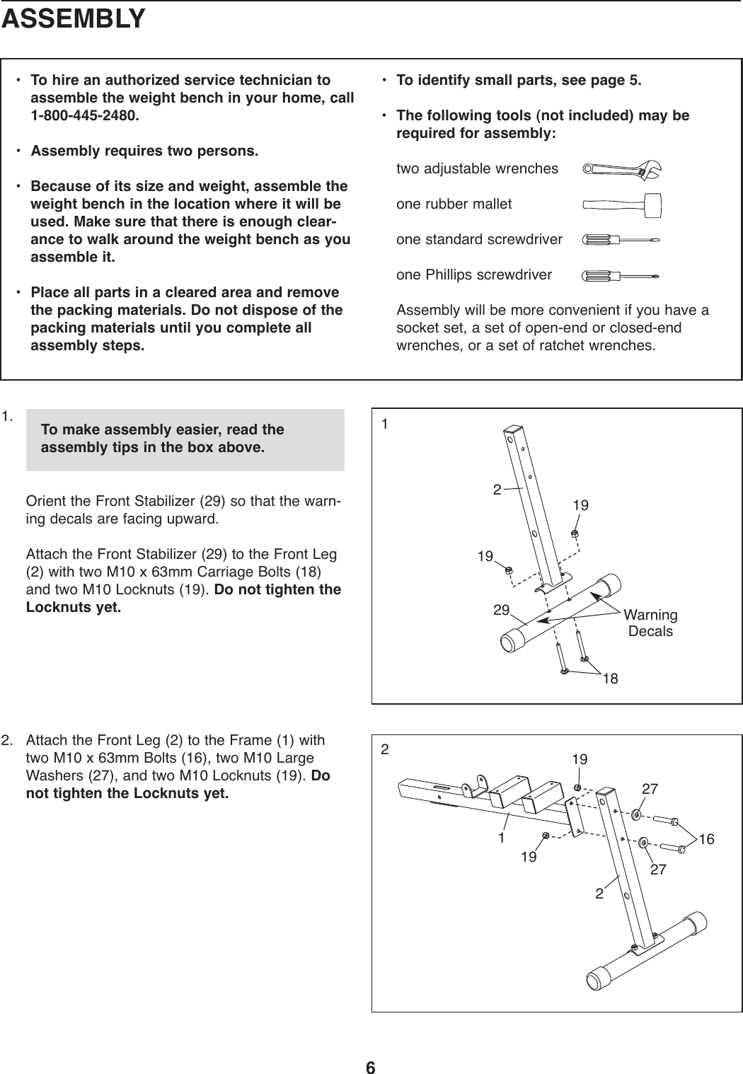 Page 6 of 12 - Weider Weider-Pro-255-L-Bench-Webe49310-Users-Manual- 285430  Weider-pro-255-l-bench-webe49310-users-manual