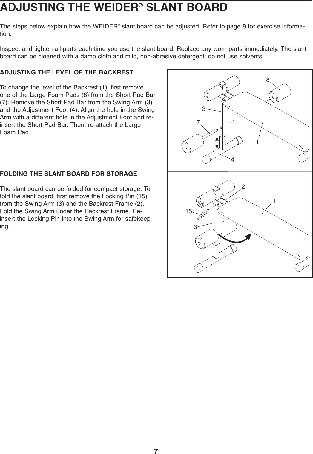 Page 7 of 12 - Weider Weider-Slant-Board-Bench-Weccbe1000-Users-Manual- *WECCBE10000-165877(CEN)  Weider-slant-board-bench-weccbe1000-users-manual