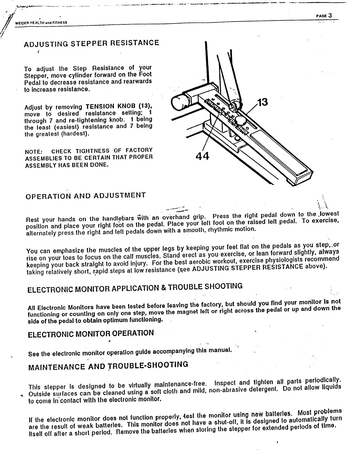 Page 6 of 10 - Weider Weider-Sm4-Stepmaster-Stepper-Sm4-Users-Manual-  Weider-sm4-stepmaster-stepper-sm4-users-manual