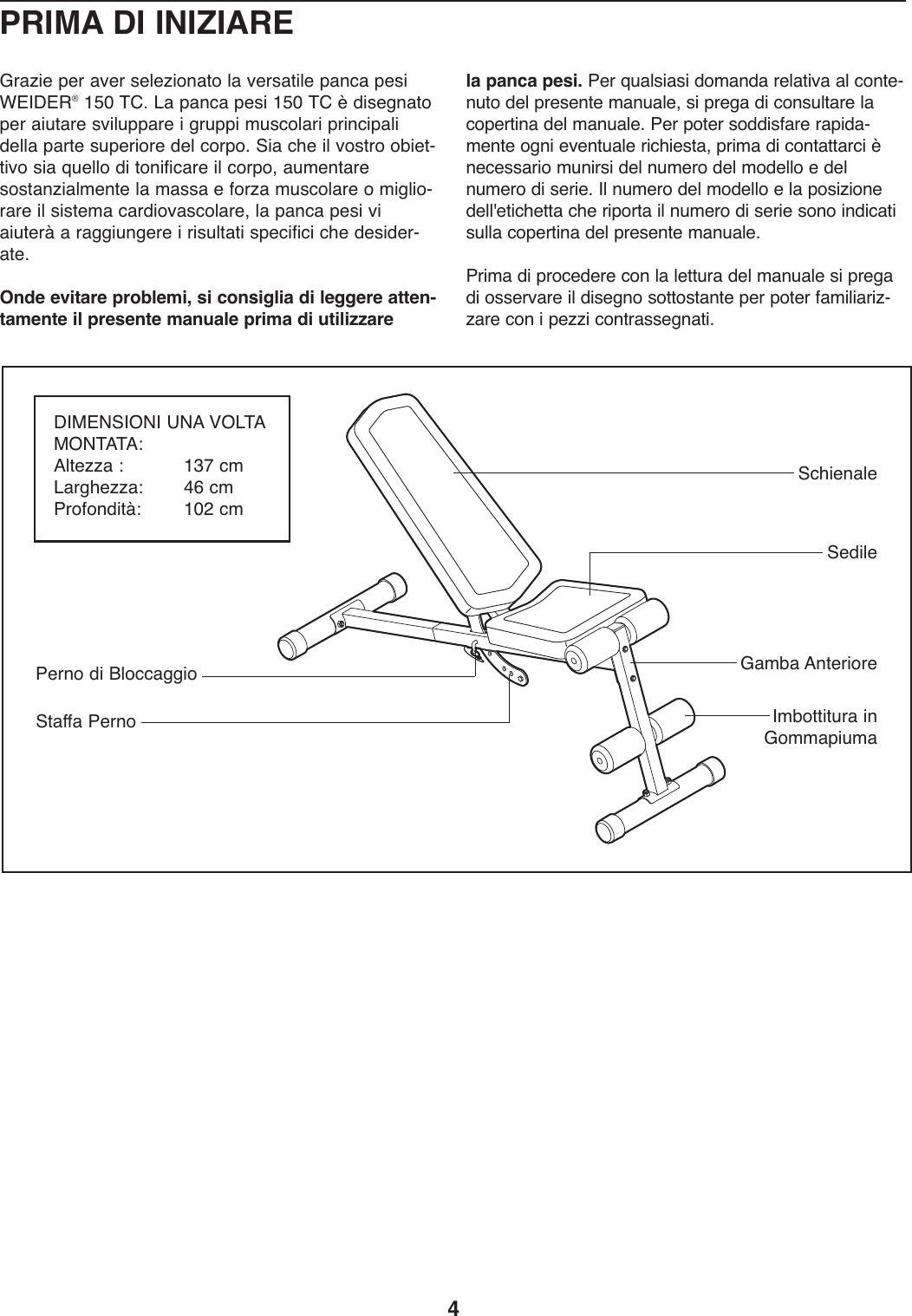 Weider Tc 150 Bench Weevbe5909 Users Manual