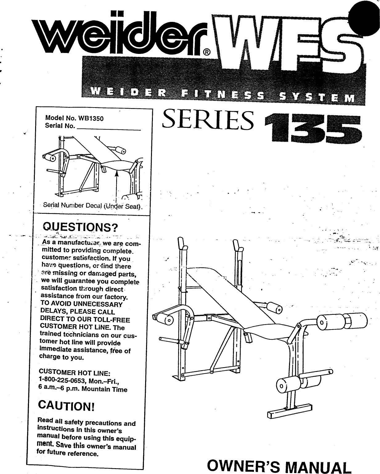 Page 1 of 12 - Weider Weider-Wb1350-Owner-S-Manual