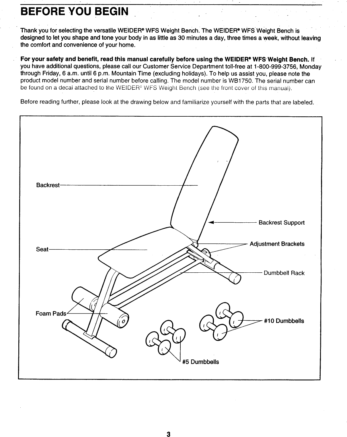 Page 3 of 8 - Weider Weider-Wb1750-Owner-S-Manual