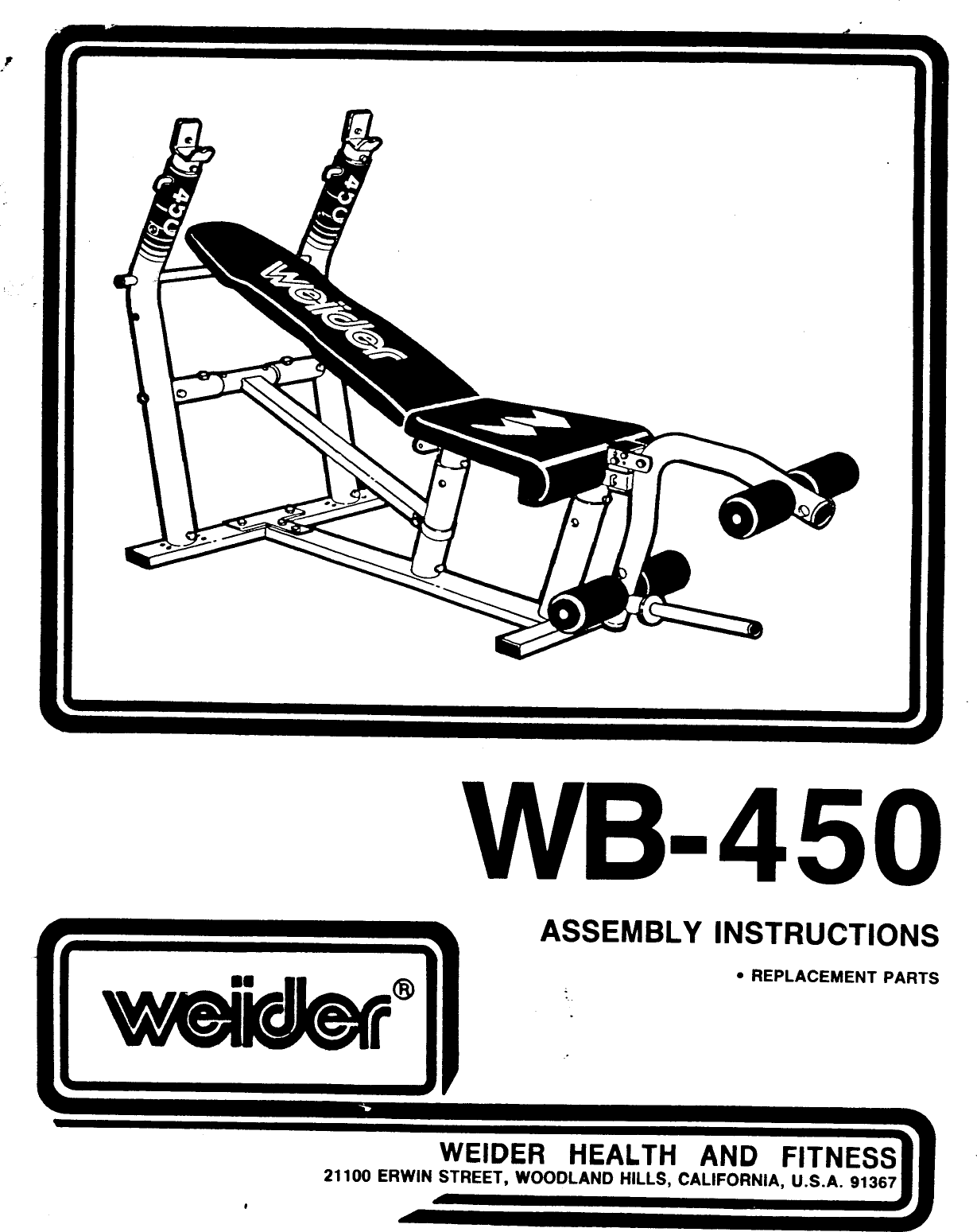 Page 1 of 3 - Weider Weider-Wb4500-Owner-S-Manual