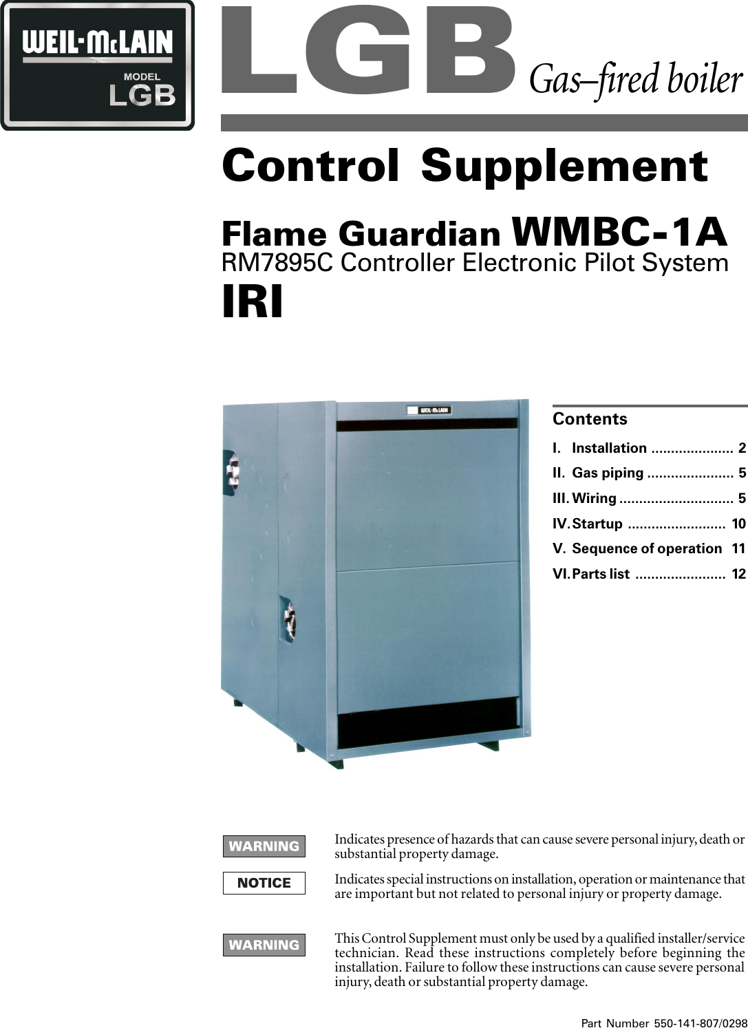 Page 1 of 11 - Weil-Mclain Weil-Mclain-Flame-Guardian-Wmbc-1A-Users-Manual- 141807  Weil-mclain-flame-guardian-wmbc-1a-users-manual