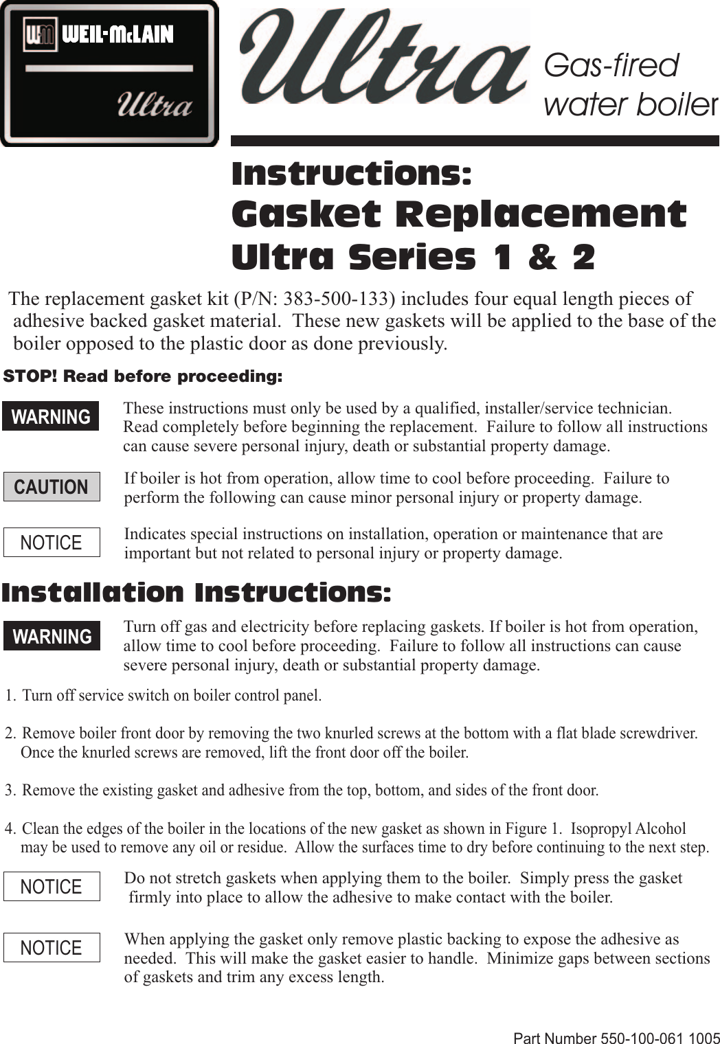 Page 1 of 2 - Weil-Mclain Weil-Mclain-Ultra-Series-1-Users-Manual- 550-100-061_1005  Weil-mclain-ultra-series-1-users-manual