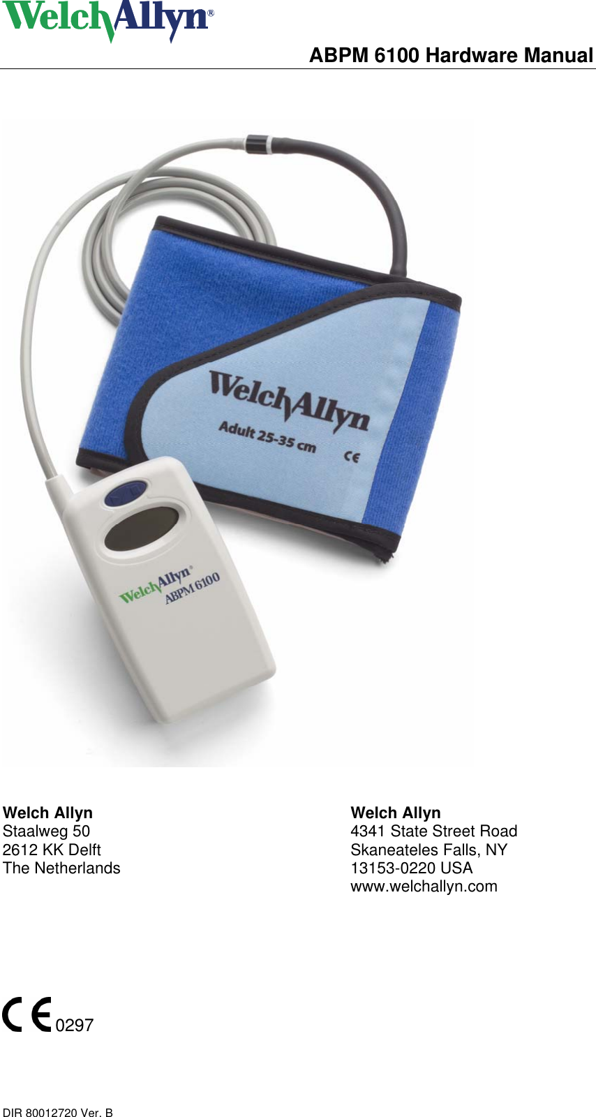 Welch Allyn Medical Diagnostic Equipment Abpm 6100 Users Manual WACP