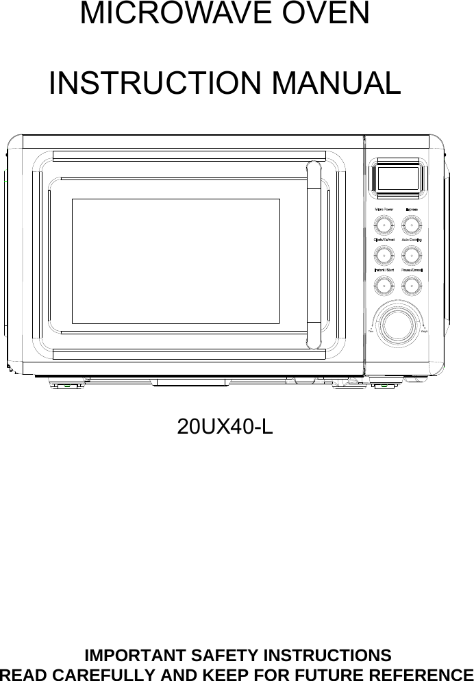 Page 1 of Welly Electrical Appliances DW20UX40 Microwave Oven User Manual 4 