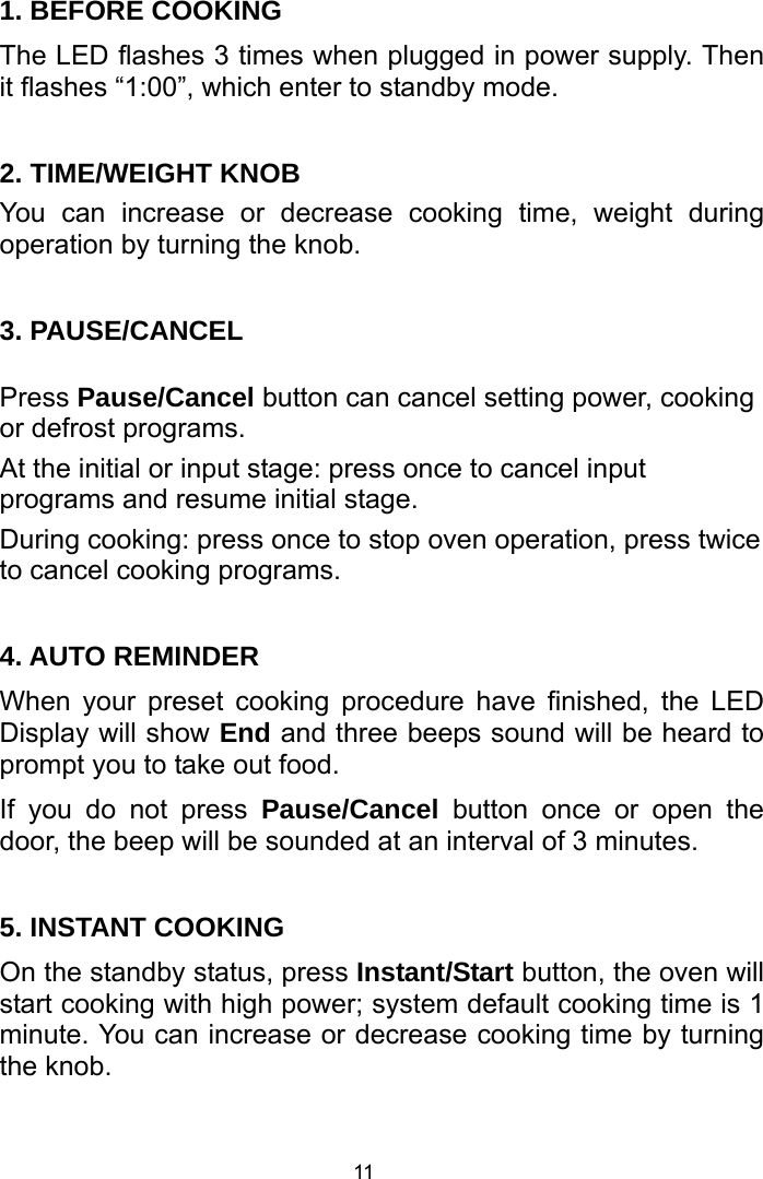 Page 11 of Welly Electrical Appliances DW20UX40 Microwave Oven User Manual 4 