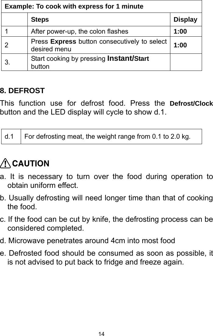 Page 14 of Welly Electrical Appliances DW20UX40 Microwave Oven User Manual 4 