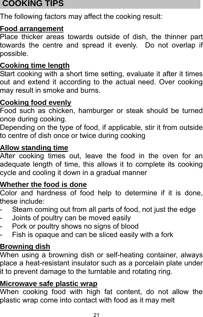 Page 21 of Welly Electrical Appliances DW20UX40 Microwave Oven User Manual 4 