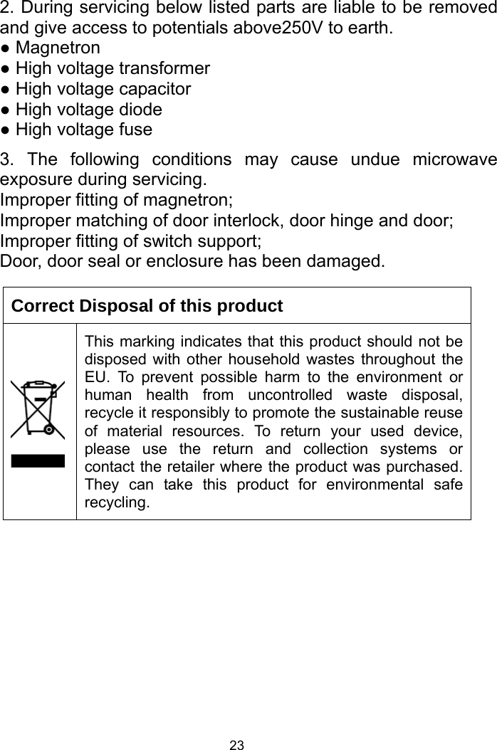 Page 23 of Welly Electrical Appliances DW20UX40 Microwave Oven User Manual 4 