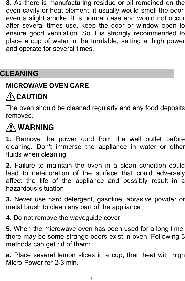 Page 7 of Welly Electrical Appliances DW20UX40 Microwave Oven User Manual 4 