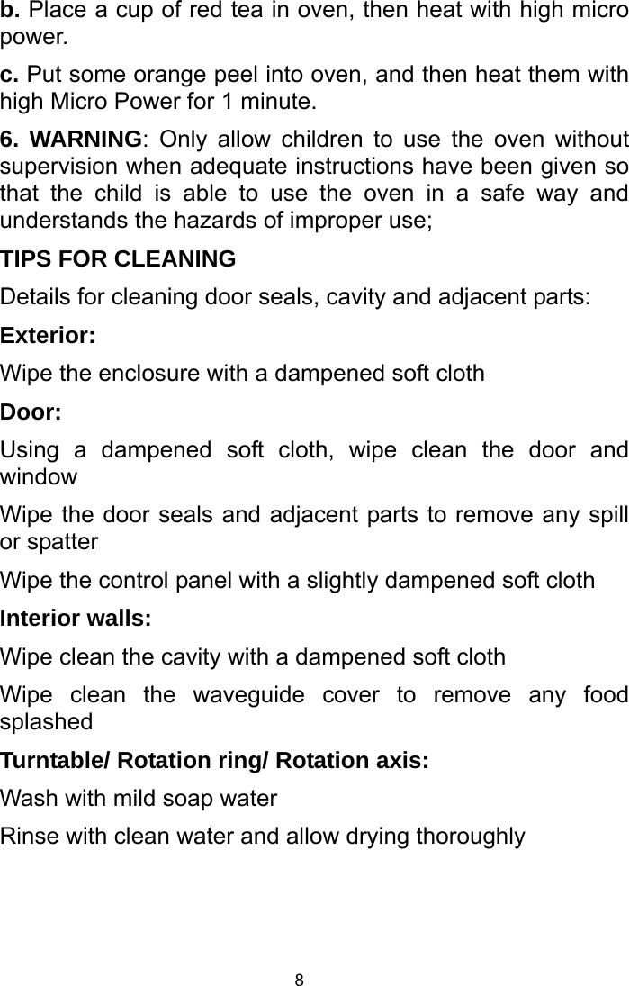 Page 8 of Welly Electrical Appliances DW20UX40 Microwave Oven User Manual 4 