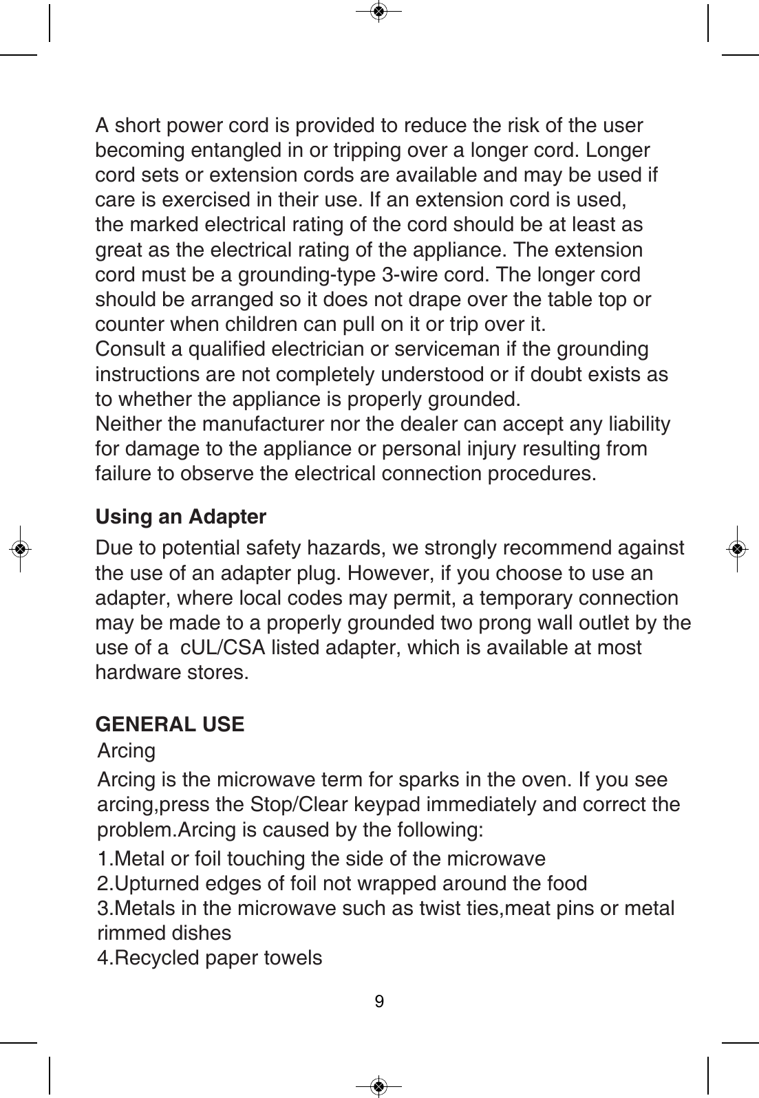 Page 9 of Welly Electrical Appliances DW23PX98F Microwave Oven User Manual NA09 23PX99                            OK