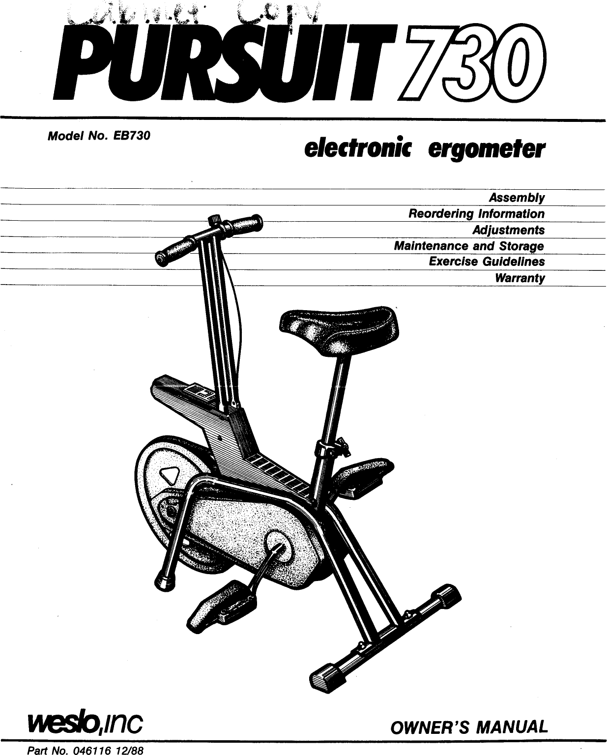 Weslo Pursuit E23 Recumbent Bike  Bike Pic