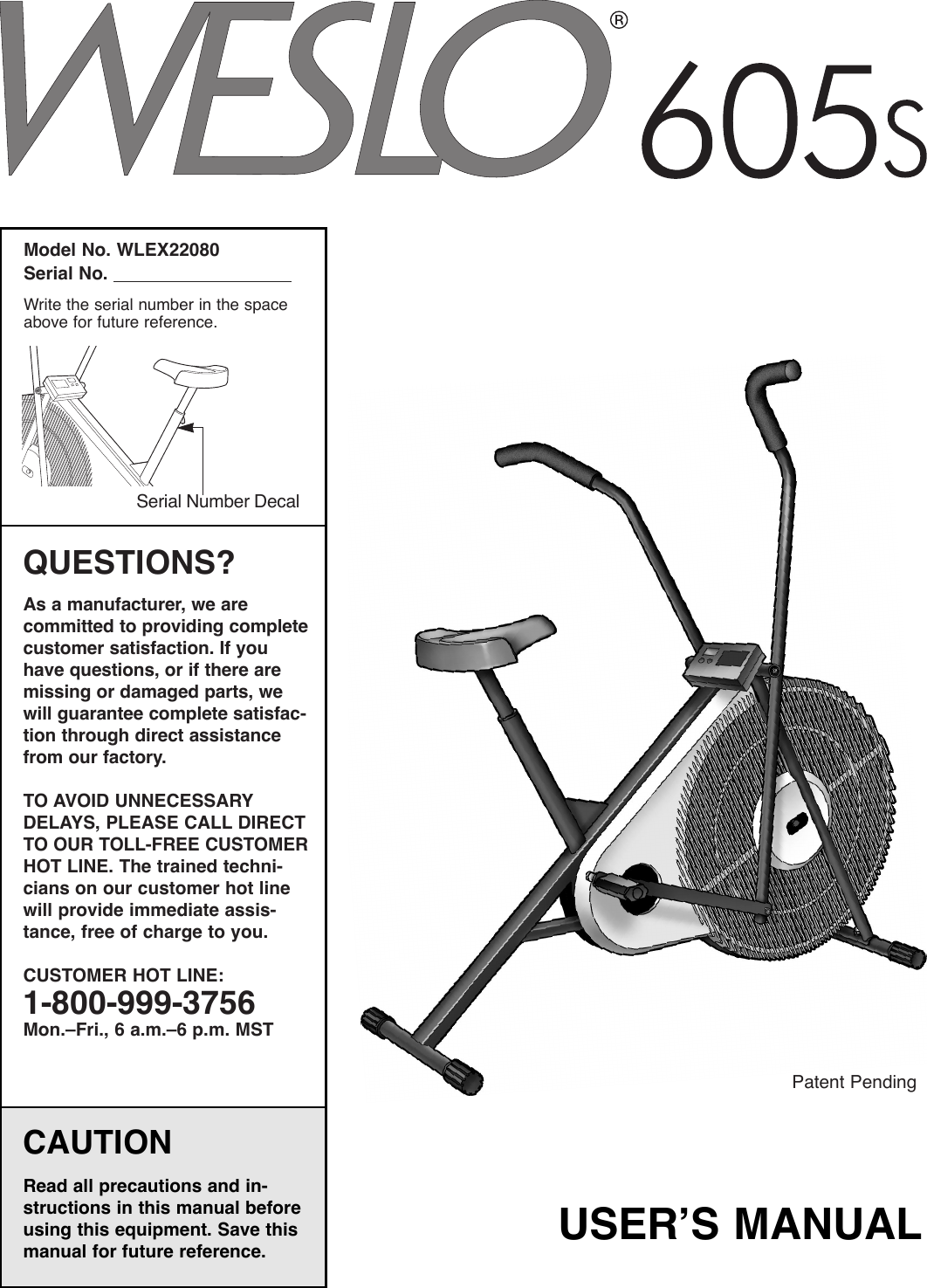 weslo 605s stationary bike