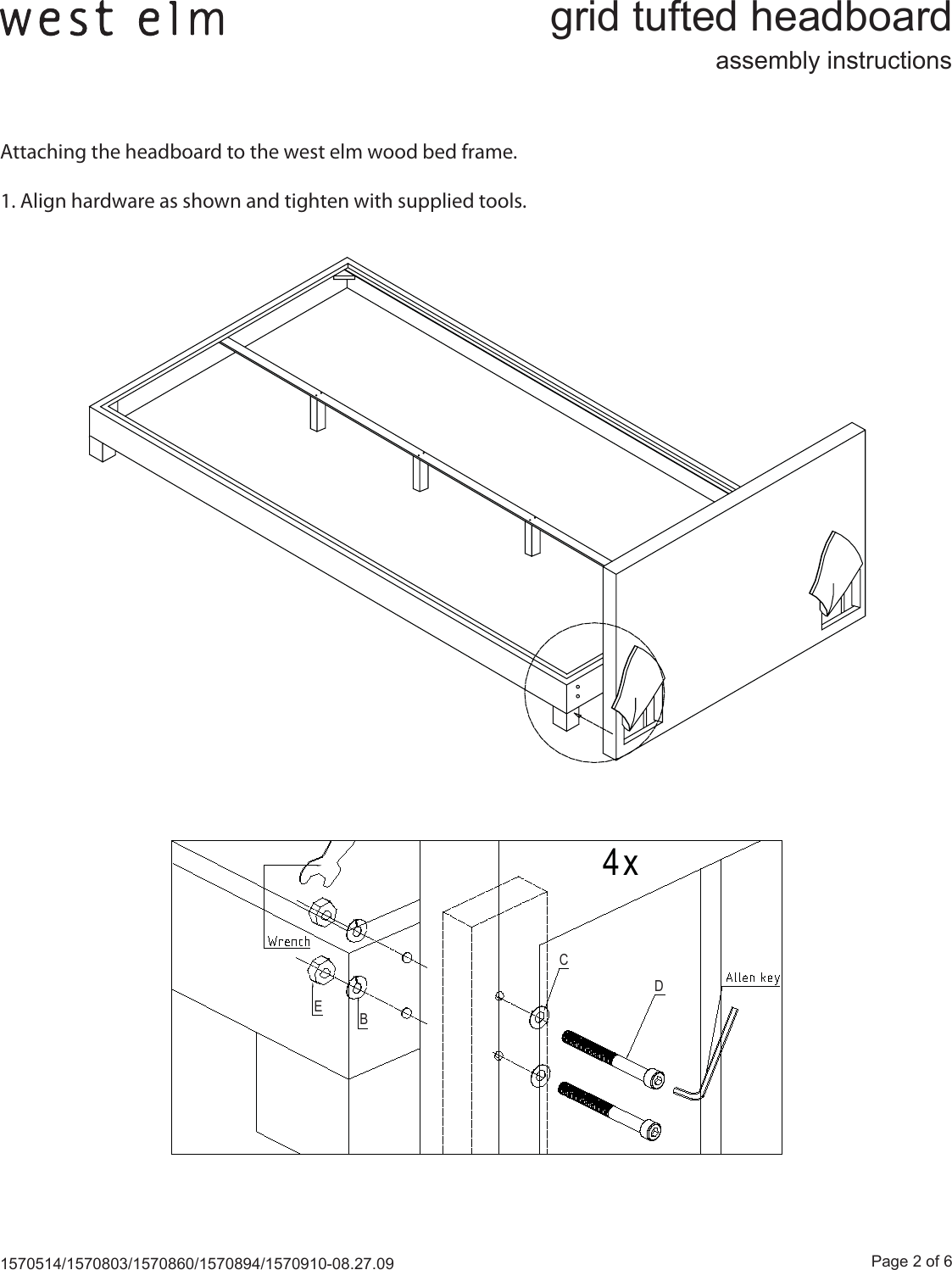 Page 2 of 6 - West-Elm Leather-Grid-Tufted-Headboard Grid Tufted Headboard