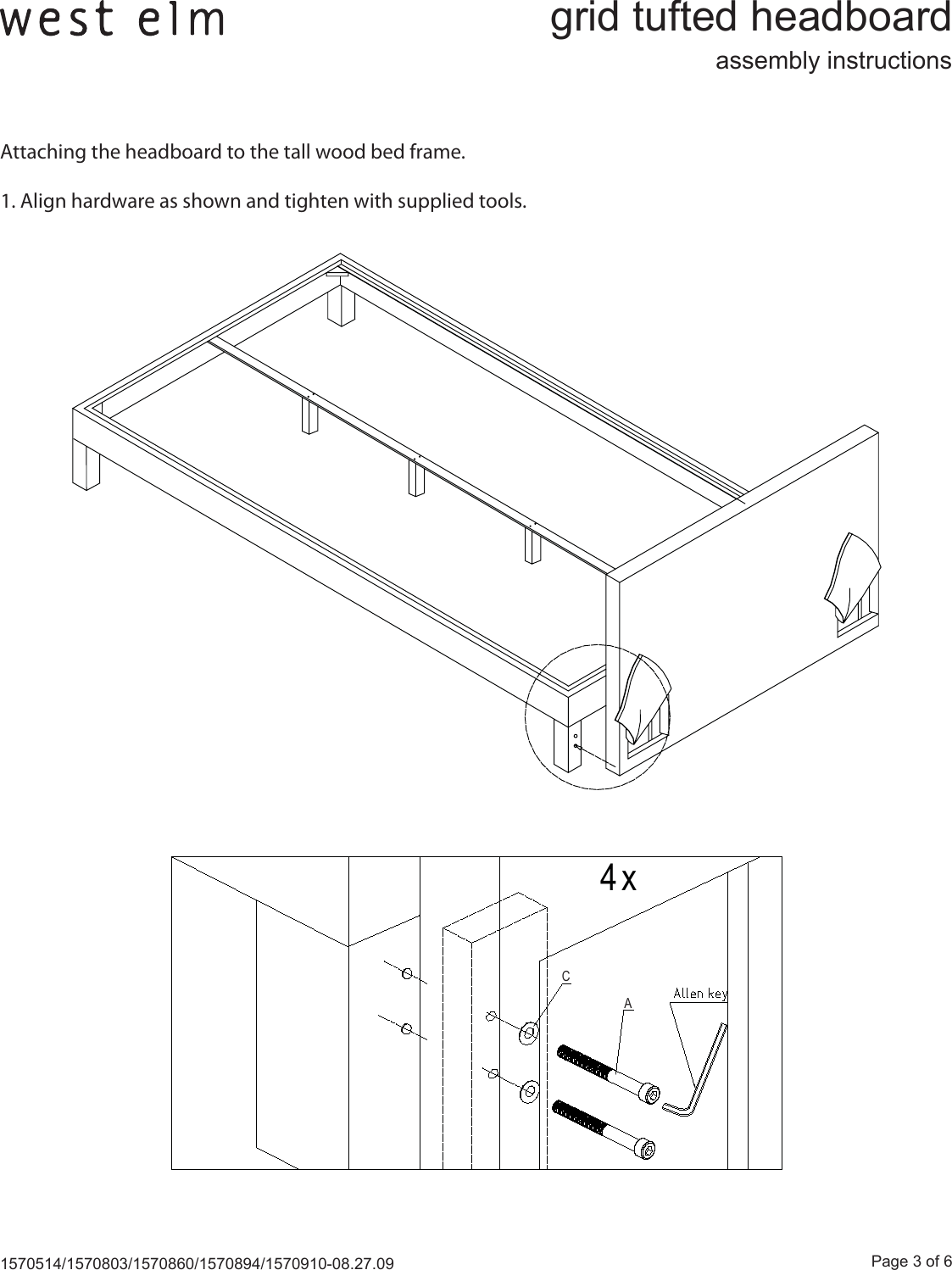 Page 3 of 6 - West-Elm Leather-Grid-Tufted-Headboard Grid Tufted Headboard