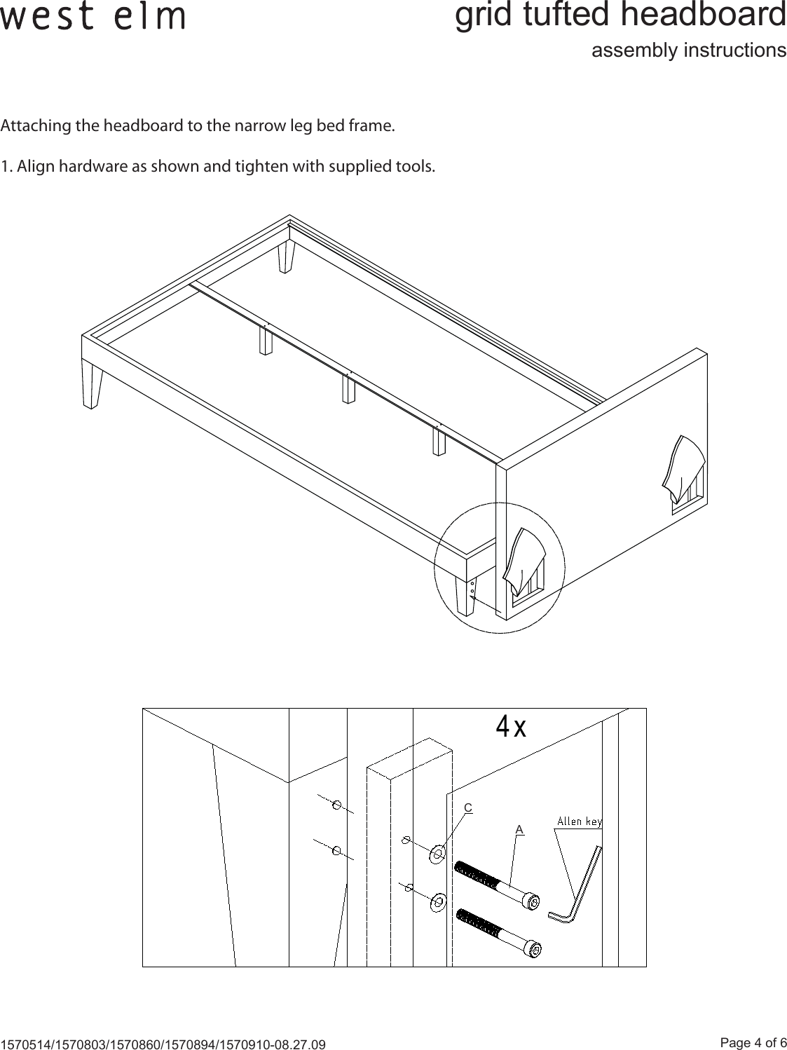 Page 4 of 6 - West-Elm Leather-Grid-Tufted-Headboard Grid Tufted Headboard