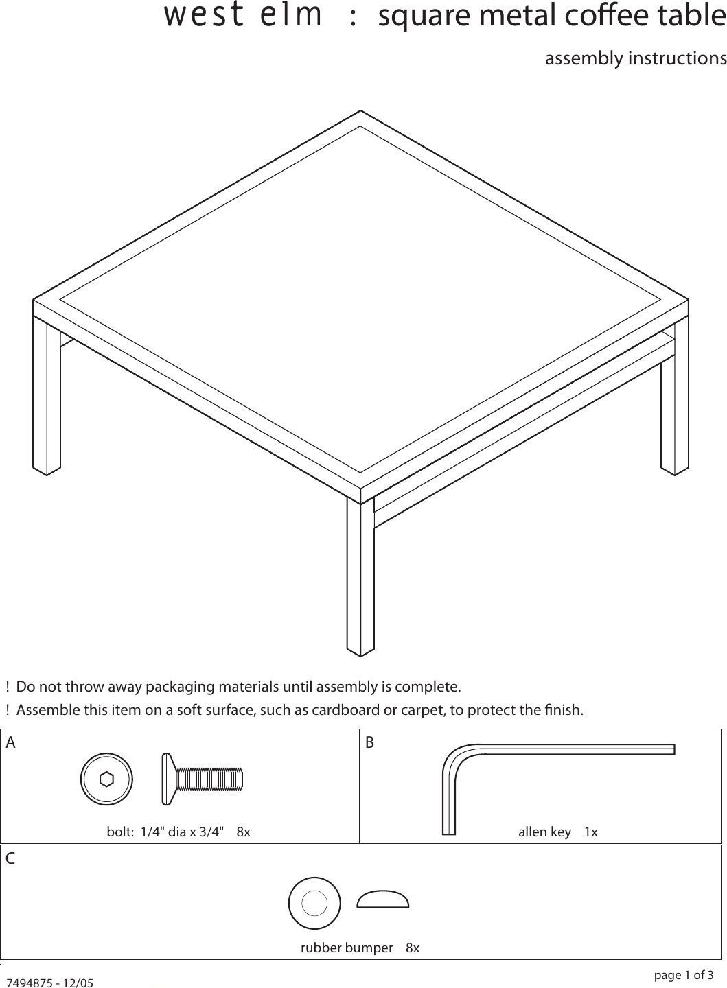 Page 1 of 3 - West-Elm Square-Metal-Coffee-Table 48833 SqMtlCoffeeTable