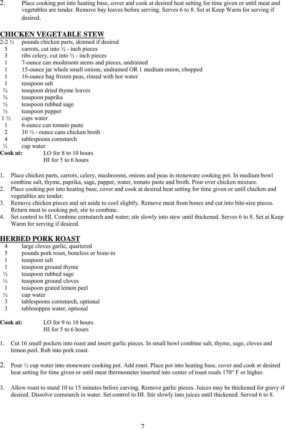 Westbend 85015 Crockery Cooker 5 Qt Owner S Manual WEST BEND 6 Quart