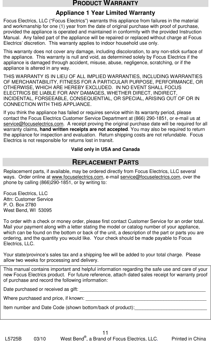 Page 11 of 12 - Westbend Westbend-N12-Steam-Juicer-Owner-S-Manual - L5725B_NutriSteamer_N12_ENG