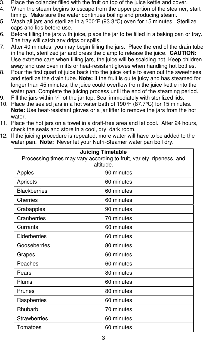 Page 3 of 12 - Westbend Westbend-N12-Steam-Juicer-Owner-S-Manual - L5725B_NutriSteamer_N12_ENG