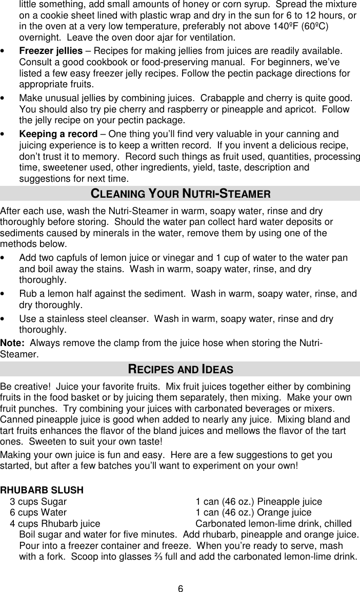 Page 6 of 12 - Westbend Westbend-N12-Steam-Juicer-Owner-S-Manual - L5725B_NutriSteamer_N12_ENG