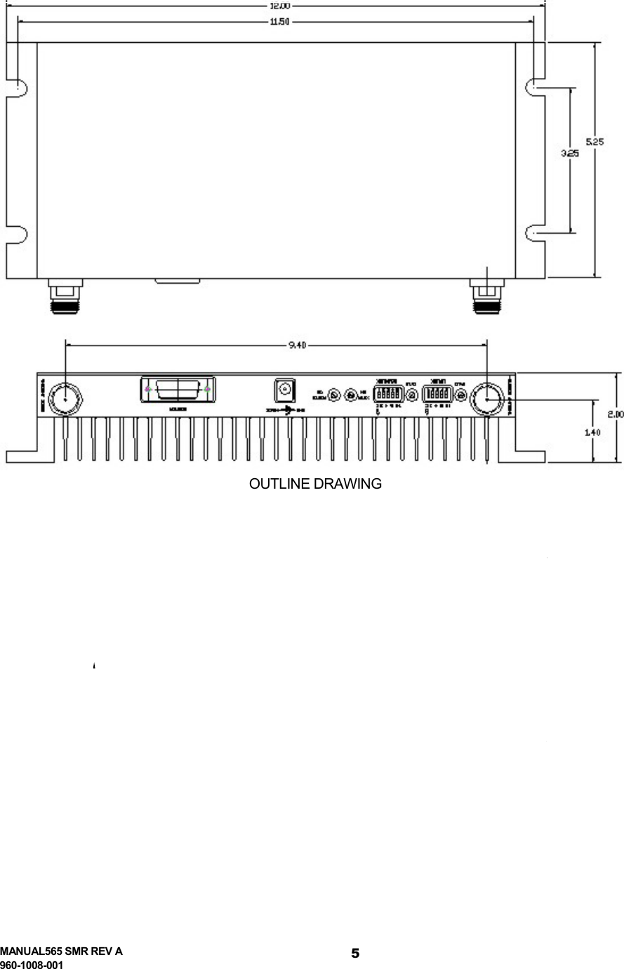  MANUAL565 SMR REV A 960-1008-001 5 OUTLINE DRAWING                   