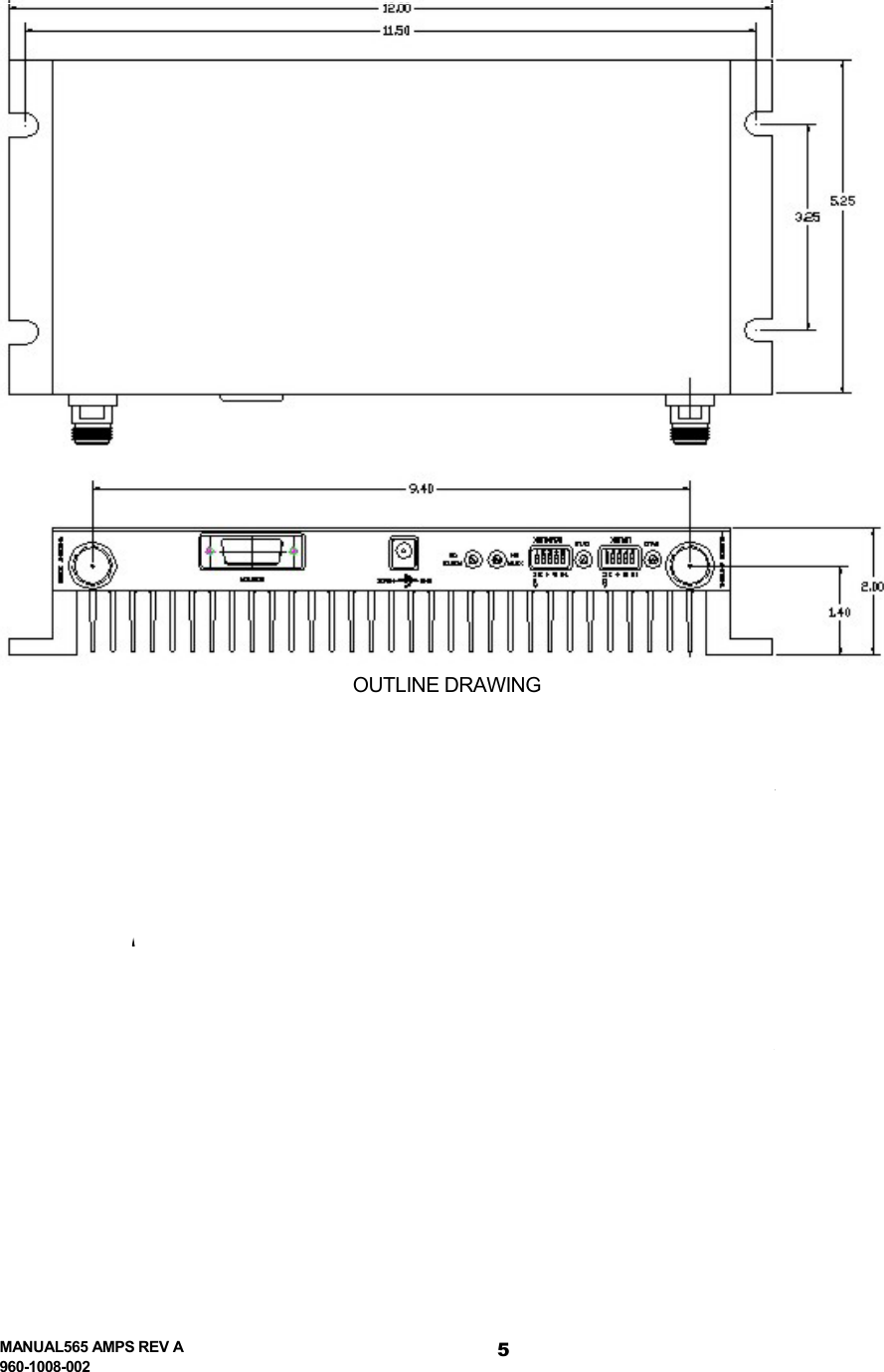  MANUAL565 AMPS REV A 960-1008-002 5 OUTLINE DRAWING                   