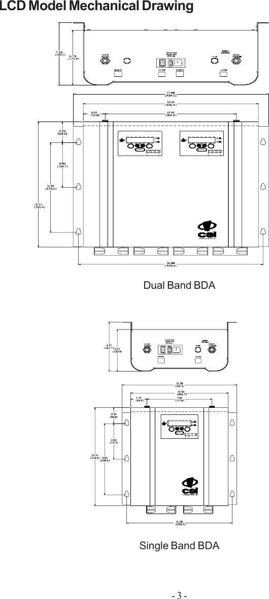 IOMENU- 3 -LCD Model Mechanical DrawingDual Band BDASingle Band BDAMENUMENUOI