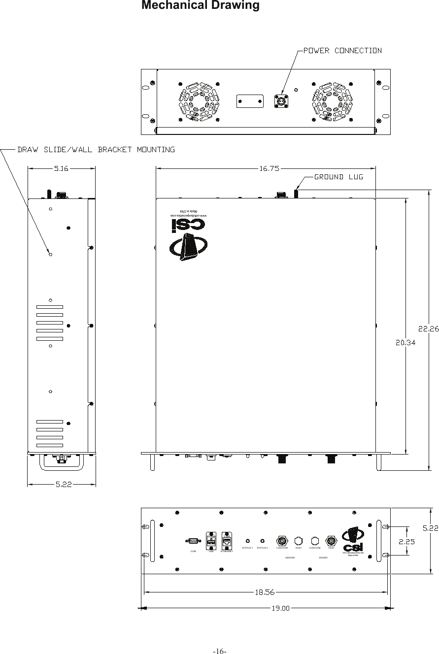 -16-Mechanical DrawingHIGHLOW/COMETHERNETUSBSTATUS 2STATUS 1ACOMHIGH LOW/COMSERVER DONOR