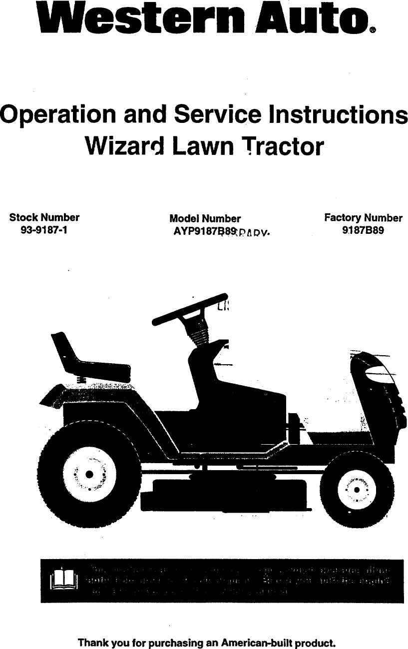 western auto riding lawn mower parts