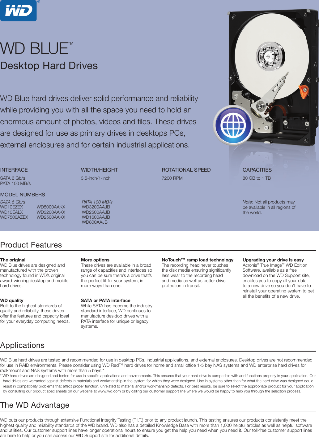 Page 1 of 3 - Western-Digital Western-Digital-Blue-Wd10Ezex-Users-Manual- WD Blue™ Desktop 3.5-inch Hard Drives  Western-digital-blue-wd10ezex-users-manual