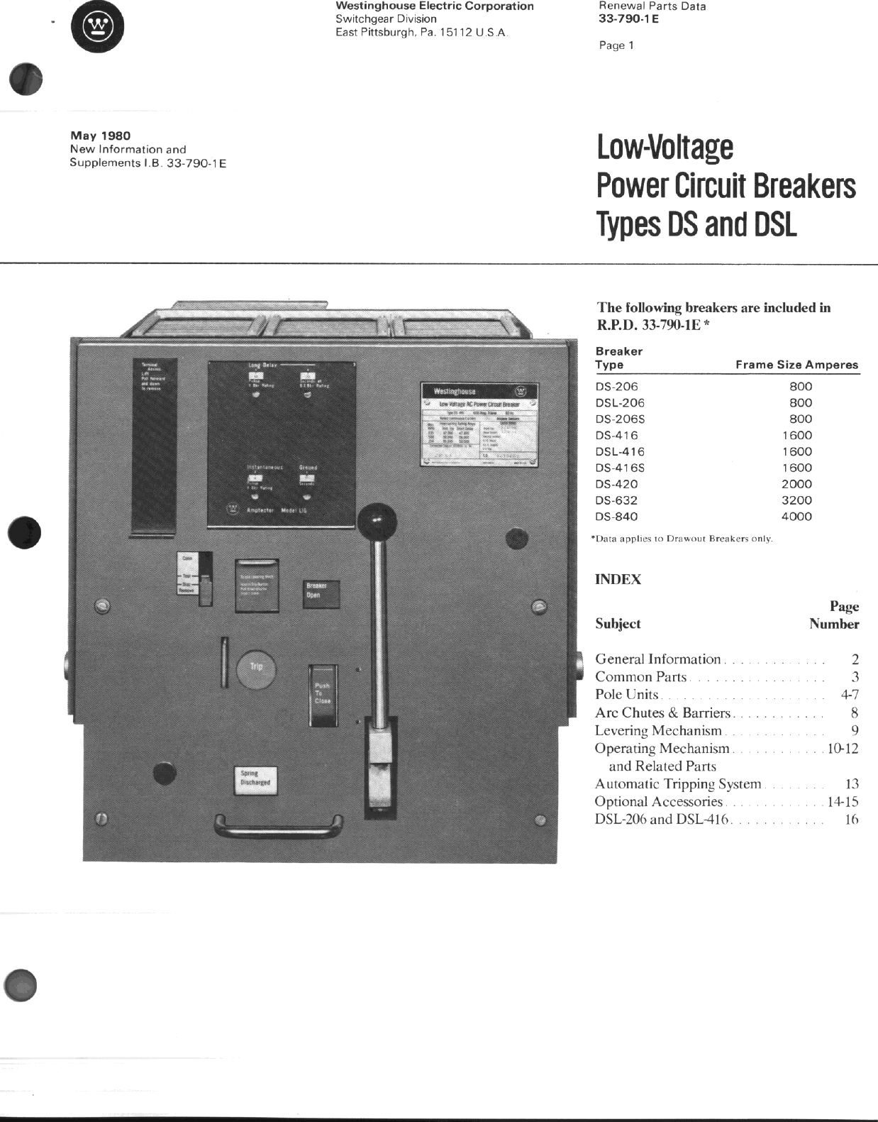 Westinghouse DS 416 RP 33 790 1E User Manual To The 590dc5bf 9c75 43d3