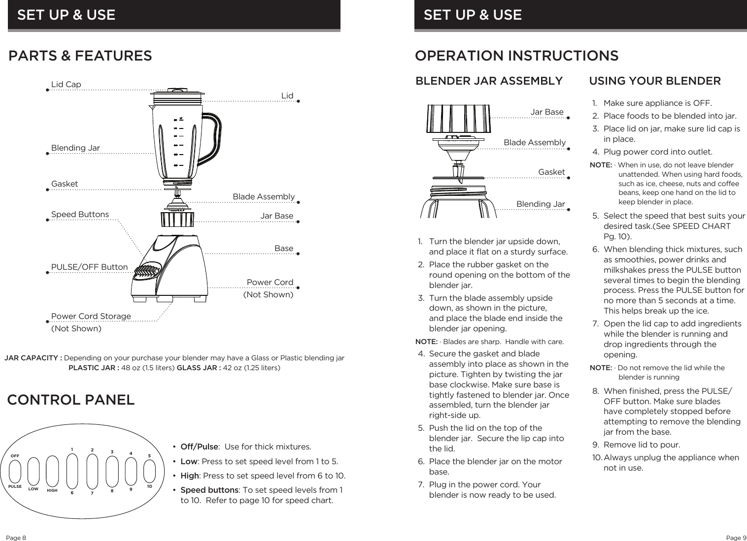Page 5 of 9 - Westinghouse WBL1130B Blender Manual 072913 User  To The 777d276c-b26b-475a-bcd8-dfdbb159539d